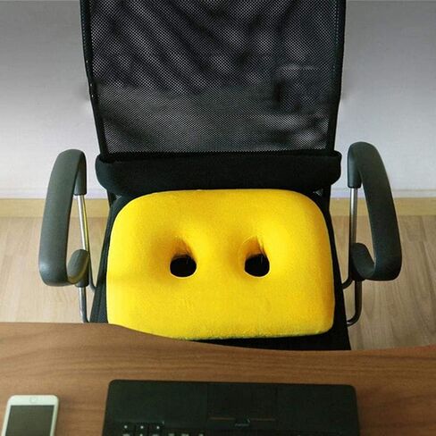 Ischial Tuberosity Seat Cushion with Two Holes for Sitting Bones-Washable & Breathable Cover Travelling,Reading,Home,Office, Yellow in Saudi Arabia