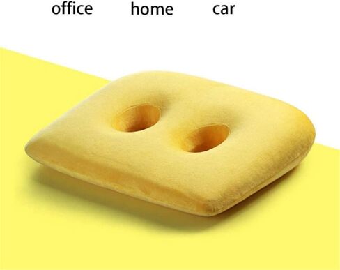 Ischial Tuberosity Seat Cushion with Two Holes for Sitting Bones-Washable & Breathable Cover Travelling,Reading,Home,Office, Yellow in Saudi Arabia