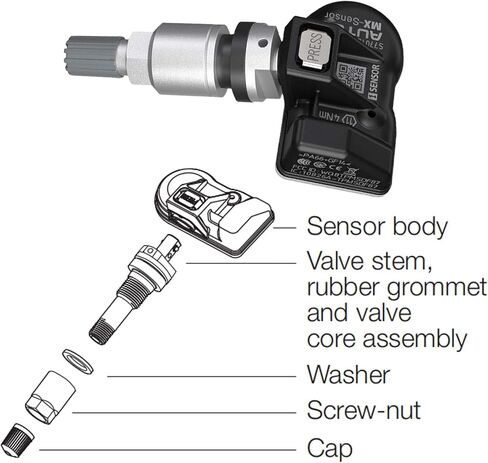 مستشعرات Autel TPMS، مستشعر Mx قابل للبرمجة لضغط الإطارات، 315 ميجا هرتز + 433 ميجا هرتز، مستوى OE للضغط (8 قطع، صمامات معدنية) مبرمج بواسطة TS508 TS408 TS508WF TS608 TS900 MS906TS ITS600 PRO MS906PRO-TS in Kuwait
