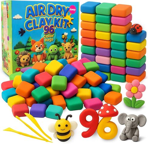 Air Dry Clay Kit 96 Colors for Kids, Lightweight and Non-Sticky Modeling Clay with Sculpting Tools and Storage Bags, DIY Arts and Crafts Gift for Boys and Girls Ages 3+ in Saudi Arabia