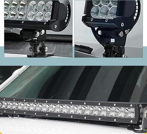2 قطعة من دعامات تثبيت شريط الإضاءة LED، دعامة تثبيت مصباح العمل بغطاء عمود قابل للتعديل، حامل تثبيت ضوء غطاء المحرك، عالمي لشاحنة الطرق الوعرة SUV (أسود) in Kuwait