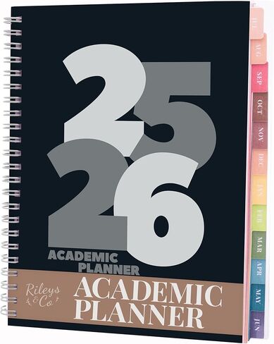 Rileys Planner 2024-2025 Academic Year, 18-Month Academic Weekly Planner - Geographic Weekly & Monthly Agenda Planner, Flexible Cover, Notes Pages, Twin-Wire Binding (8 x 6 inch, Black) in Kuwait