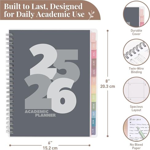 Rileys Planner 2024-2025 Academic Year, 18-Month Academic Weekly Planner - Geographic Weekly & Monthly Agenda Planner, Flexible Cover, Notes Pages, Twin-Wire Binding (8 x 6 inch, Black) in Kuwait