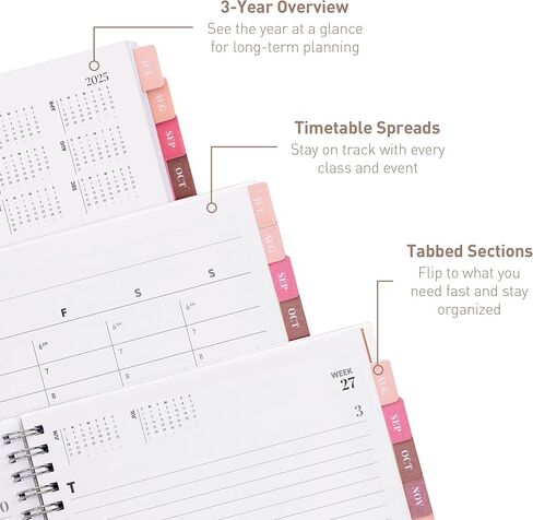 Rileys Planner 2024-2025 Academic Year, 18-Month Academic Weekly Planner - Geographic Weekly & Monthly Agenda Planner, Flexible Cover, Notes Pages, Twin-Wire Binding (8 x 6 inch, Black) in Kuwait