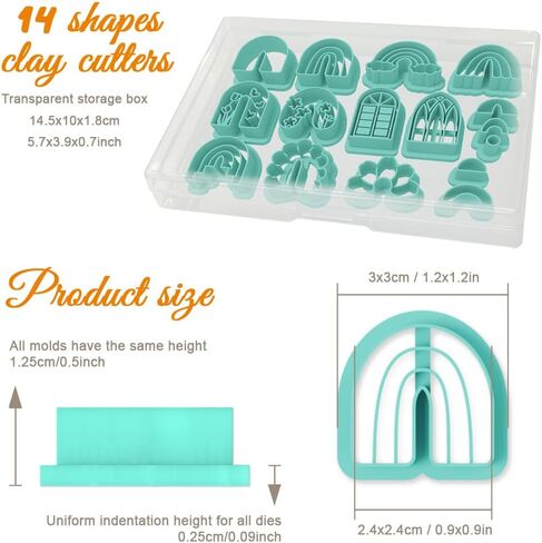 ORIGACH 12 قطعة من قواطع طين البوليمر ذات المناظر الطبيعية الجبلية، قطع طين بتصميم قمر الشمس والمناظر الطبيعية لأقراط مجوهرات طين البوليمر مع صندوق تخزين شفاف in Saudi Arabia