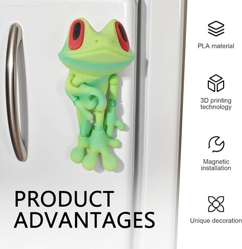 3D Printed Frog Magnetic Car Sticker, Cute Frog Refrigerator Decal, 6.1" Movable Joints Frog Figurines for Car, Office, Tabletop (Pink) in Saudi Arabia