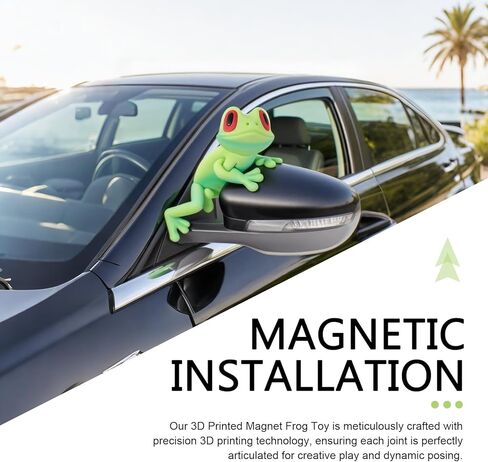 3D Printed Frog Magnetic Car Sticker, Cute Frog Refrigerator Decal, 6.1" Movable Joints Frog Figurines for Car, Office, Tabletop (Pink) in Saudi Arabia