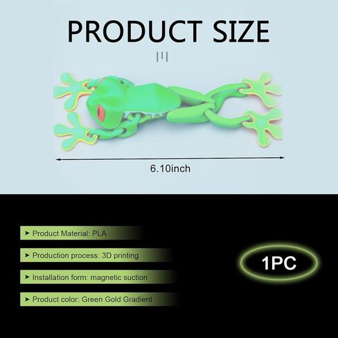 3D Printed Frog Magnetic Car Sticker, Cute Frog Refrigerator Decal, 6.1" Movable Joints Frog Figurines for Car, Office, Tabletop (Pink) in Saudi Arabia