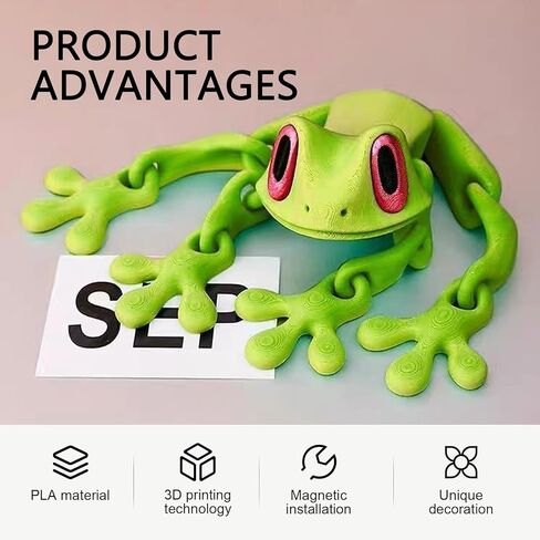 3D Printed Frog Magnetic Car Sticker, Cute Frog Refrigerator Decal, 6.1" Movable Joints Frog Figurines for Car, Office, Tabletop (Pink) in Saudi Arabia