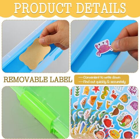 3 Pcs Plastic Sensory Bin Sand Tray with Lid and 8 Sheet Stickers Portable Stackable Plastic Storage Containers Portable Sandbox Organizers for Arts Crafts Toys Sand in Saudi Arabia
