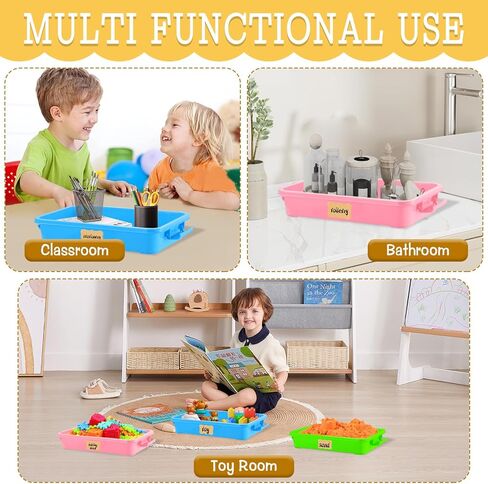 3 Pcs Plastic Sensory Bin Sand Tray with Lid and 8 Sheet Stickers Portable Stackable Plastic Storage Containers Portable Sandbox Organizers for Arts Crafts Toys Sand in Saudi Arabia