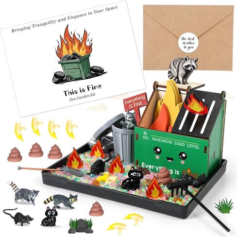 238 Pcs Dumpster Flame Zen Garden for Desk Large 8" Mini Zen Garden Kit Funny Sand Tray Therapy Kit White Elephant Gifts Mini Dumpster Decor Novelty Gift for Office Work Stress Relief in Saudi Arabia