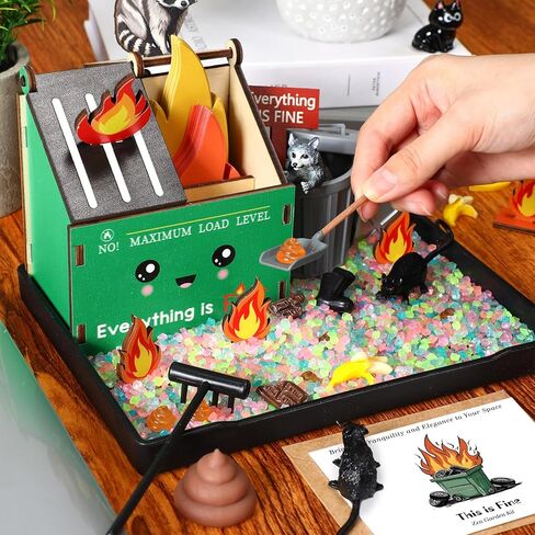238 Pcs Dumpster Flame Zen Garden for Desk Large 8" Mini Zen Garden Kit Funny Sand Tray Therapy Kit White Elephant Gifts Mini Dumpster Decor Novelty Gift for Office Work Stress Relief in Saudi Arabia