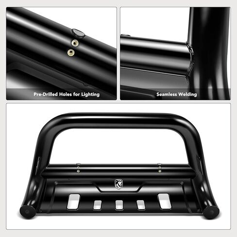 YHTAUTO 3.5" Bull Bar Push Bar with Skid Plate Light Mount Fit Dodge Ram 2500 2010-2018, Ram 3500 2010-2018, Alloy Steel Brush Guard for Truck Front Bumper Off Road Accessories in Saudi Arabia