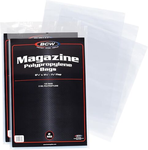 BCW Magazine Bags - 5 Pack of 500 | Acid-Free, Crystal Clear Polypropylene Sleeves for Archival-Quality Storage of Collectible Magazines | Protect and Showcase Your Valuable Comic Book Collection in Saudi Arabia