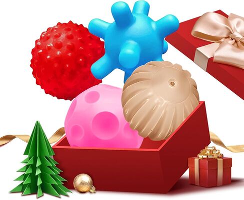 Soft Spiky Sensory Balls - Montessori Toys Baby Balls 6 to 12 Months Textured Geometric Shapes for Babies' Sensory Development, Sensory Balls for Toddlers 1-3 Bright Colors Bath Gifts in Kuwait