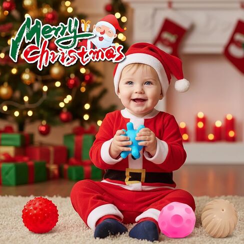 Soft Spiky Sensory Balls - Montessori Toys Baby Balls 6 to 12 Months Textured Geometric Shapes for Babies' Sensory Development, Sensory Balls for Toddlers 1-3 Bright Colors Bath Gifts in Kuwait