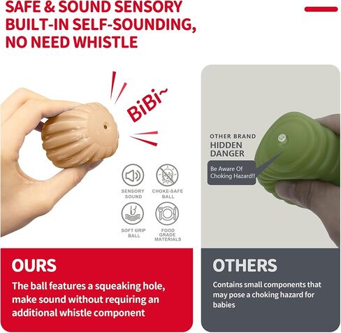 Soft Spiky Sensory Balls - Montessori Toys Baby Balls 6 to 12 Months Textured Geometric Shapes for Babies' Sensory Development, Sensory Balls for Toddlers 1-3 Bright Colors Bath Gifts in Kuwait