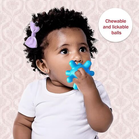 Soft Spiky Sensory Balls - Montessori Toys Baby Balls 6 to 12 Months Textured Geometric Shapes for Babies' Sensory Development, Sensory Balls for Toddlers 1-3 Bright Colors Bath Gifts in Kuwait