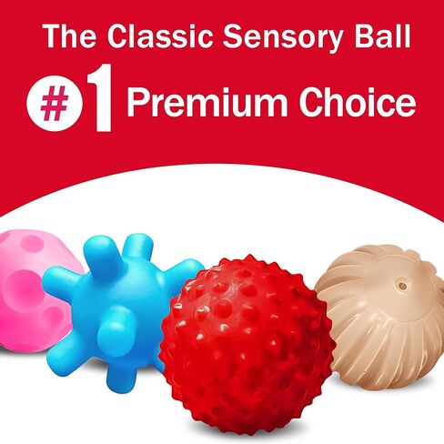 Soft Spiky Sensory Balls - Montessori Toys Baby Balls 6 to 12 Months Textured Geometric Shapes for Babies' Sensory Development, Sensory Balls for Toddlers 1-3 Bright Colors Bath Gifts in Kuwait