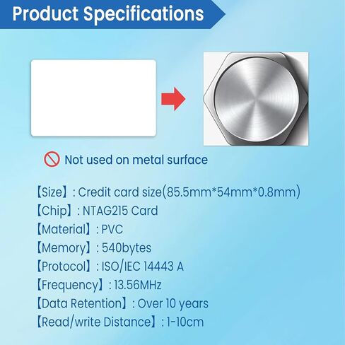 50 قطعة من بطاقات NFC NTAG215 فارغة قابلة للطباعة NFC بطاقة ISO بحجم CR80 بطاقات NFC الرئيسية متوافقة مع TagMo وجميع الأجهزة التي تدعم NFC in Kuwait