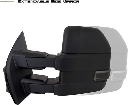 AKKON - لسيارة Ford F150 2015-2018 [قابس 8 دبابيس] زوج من الطاقة + تسخين + إشارة الانعطاف، مرايا جانبية للسحب ذات ملمس أسود in Kuwait