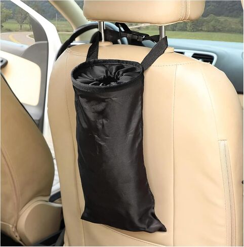 2 PCS Car Trash Bag, Large Capacity Washable Oxford Back Seat Hanging Bag with Elastic Opening, Auto Headrest Waterproof Trash Garbage Can for Outdoor Traveling Home Use in Saudi Arabia