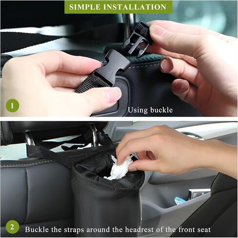 2 PCS Car Trash Bag, Large Capacity Washable Oxford Back Seat Hanging Bag with Elastic Opening, Auto Headrest Waterproof Trash Garbage Can for Outdoor Traveling Home Use in Saudi Arabia