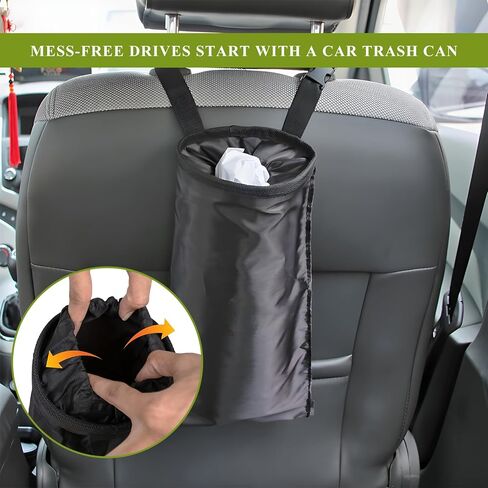 2 PCS Car Trash Bag, Large Capacity Washable Oxford Back Seat Hanging Bag with Elastic Opening, Auto Headrest Waterproof Trash Garbage Can for Outdoor Traveling Home Use in Saudi Arabia