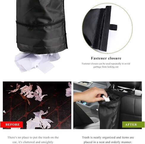2 PCS Car Trash Bag, Large Capacity Washable Oxford Back Seat Hanging Bag with Elastic Opening, Auto Headrest Waterproof Trash Garbage Can for Outdoor Traveling Home Use in Saudi Arabia