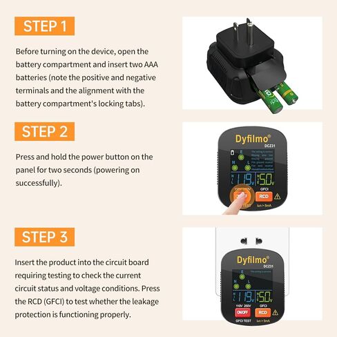 GFCI Outlet Tester with LCD Display,3-Prong Outlet Tester Plug in,Voltage Socket Checker,Electrical Diagnostic Tool for 110V-250V AC Home Outlets in Saudi Arabia