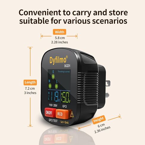 GFCI Outlet Tester with LCD Display,3-Prong Outlet Tester Plug in,Voltage Socket Checker,Electrical Diagnostic Tool for 110V-250V AC Home Outlets in Saudi Arabia