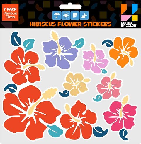 Hibiscus Flower Stickers Decor (Pack Various Sizes) - Waterproof, Fade Proof - Hawaiian Car Accessories - Used for Laptop, Water Bottle, Tumbler, Mug, Phone Case, Window in Saudi Arabia