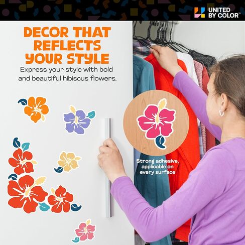 Hibiscus Flower Stickers Decor (Pack Various Sizes) - Waterproof, Fade Proof - Hawaiian Car Accessories - Used for Laptop, Water Bottle, Tumbler, Mug, Phone Case, Window in Saudi Arabia