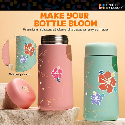 Hibiscus Flower Stickers Decor (Pack Various Sizes) - Waterproof, Fade Proof - Hawaiian Car Accessories - Used for Laptop, Water Bottle, Tumbler, Mug, Phone Case, Window in Saudi Arabia