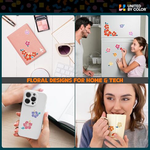 Hibiscus Flower Stickers Decor (Pack Various Sizes) - Waterproof, Fade Proof - Hawaiian Car Accessories - Used for Laptop, Water Bottle, Tumbler, Mug, Phone Case, Window in Saudi Arabia