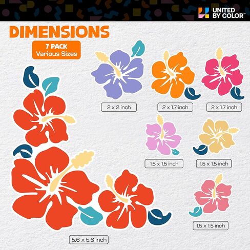 Hibiscus Flower Stickers Decor (Pack Various Sizes) - Waterproof, Fade Proof - Hawaiian Car Accessories - Used for Laptop, Water Bottle, Tumbler, Mug, Phone Case, Window in Saudi Arabia