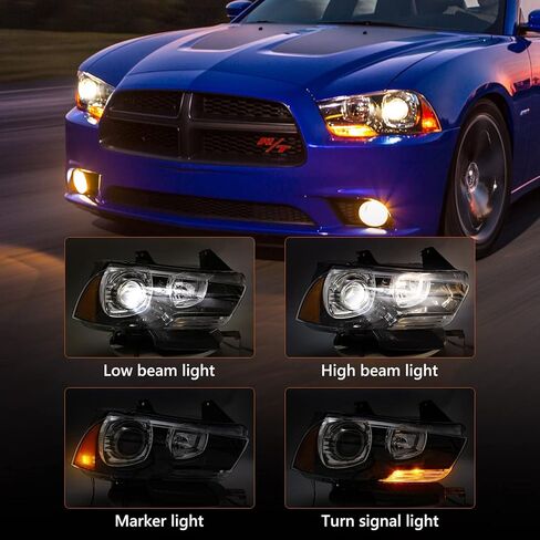 FIONE Xenon/HID Headlights Compatible with Dodge Charger Headlights Assembly 2011 2012 2013 2014 Headlamps with LED DRL Pair Left Driver & Right Passenger Side (LH&RH) in Saudi Arabia