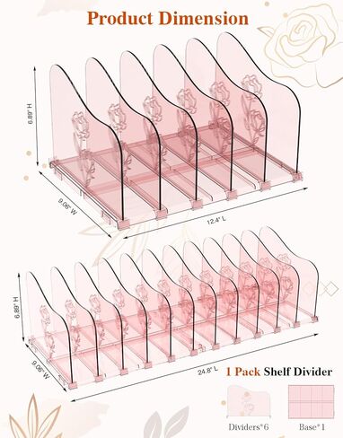 Adjustable Rose File Organizer for Desk, Vertical File Folder Holders for Magazines, Upright Desktop Binder Organizer, Clear Paper Bookshelf Divider File Sorter for School Office Supplies in Saudi Arabia