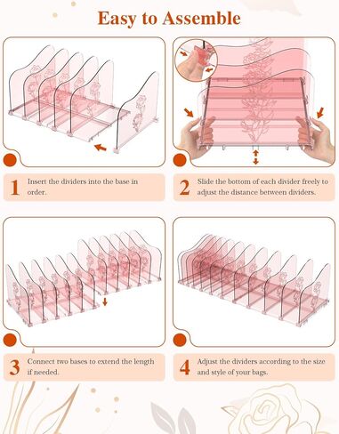 Adjustable Rose File Organizer for Desk, Vertical File Folder Holders for Magazines, Upright Desktop Binder Organizer, Clear Paper Bookshelf Divider File Sorter for School Office Supplies in Saudi Arabia