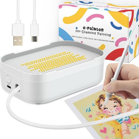Electric Diamond Art Painting Pen, Two Suction Adjustment, Low-Noise Electric Diamond Painting Pen with Storage Tray, No Wax Needed and Rechargeable Battery, Gift for Diamond Art Fan in Saudi Arabia