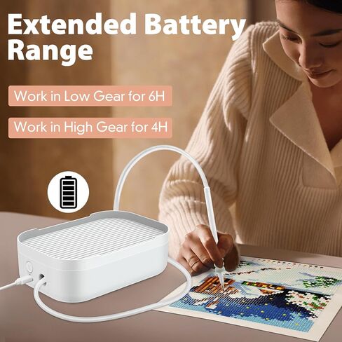 Electric Diamond Art Painting Pen, Two Suction Adjustment, Low-Noise Electric Diamond Painting Pen with Storage Tray, No Wax Needed and Rechargeable Battery, Gift for Diamond Art Fan in Saudi Arabia