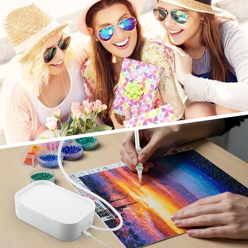 Electric Diamond Art Painting Pen, Two Suction Adjustment, Low-Noise Electric Diamond Painting Pen with Storage Tray, No Wax Needed and Rechargeable Battery, Gift for Diamond Art Fan in Saudi Arabia