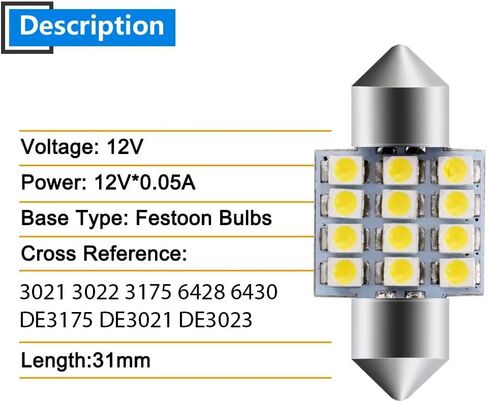 Bulb - DE3175 31mm Festoon LED Bulbs White, DE3175 DE3021 LED Car Interior Dome Lights Bulbs Super Bright for Truck Dome Map Door Courtesy Trunk Lights Pack of 4 in Saudi Arabia