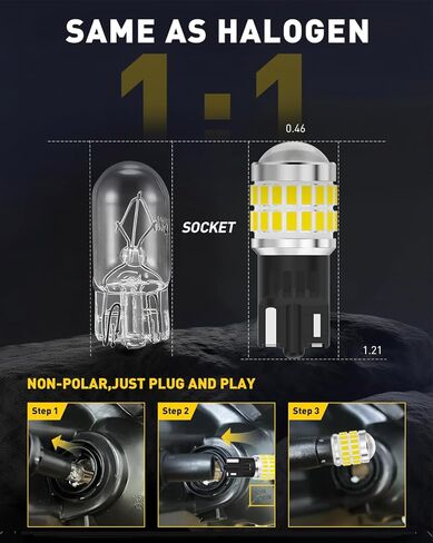 194 مصباح LED أبيض، 700% أكثر سطوعًا مقاس 1:1، 168 2825 W5W T10 لمبات سيارة خالية من الأخطاء، مع تصميم مجوف لتبديد الحرارة وتقنية عرض عالية الدقة لإضاءة صندوق باب خريطة القبة، حزمة من 2 in Saudi Arabia