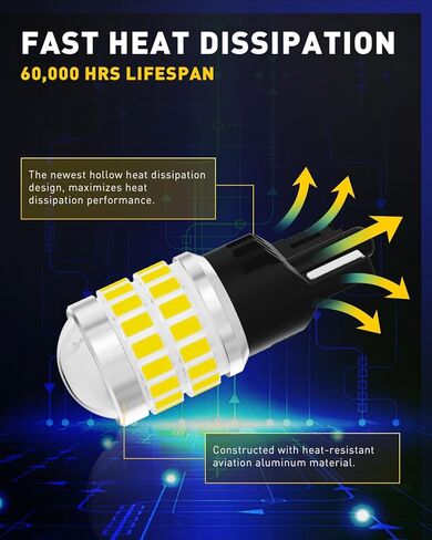 194 مصباح LED أبيض، 700% أكثر سطوعًا مقاس 1:1، 168 2825 W5W T10 لمبات سيارة خالية من الأخطاء، مع تصميم مجوف لتبديد الحرارة وتقنية عرض عالية الدقة لإضاءة صندوق باب خريطة القبة، حزمة من 2 in Saudi Arabia