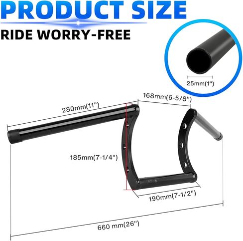 DREAMIZER 7/8 Motorcycle Handlebars Z Bars 22mm Motorcycle Handle Bars For Custom Bobber Chopper Cruisers Softail Dyna Sportster - Black in Saudi Arabia