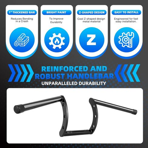 DREAMIZER 7/8 Motorcycle Handlebars Z Bars 22mm Motorcycle Handle Bars For Custom Bobber Chopper Cruisers Softail Dyna Sportster - Black in Saudi Arabia
