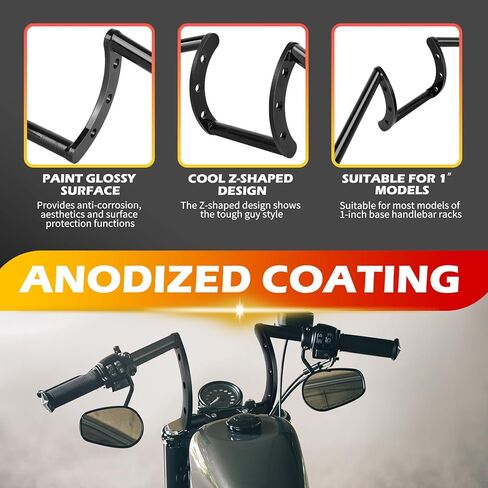 DREAMIZER 7/8 Motorcycle Handlebars Z Bars 22mm Motorcycle Handle Bars For Custom Bobber Chopper Cruisers Softail Dyna Sportster - Black in Saudi Arabia