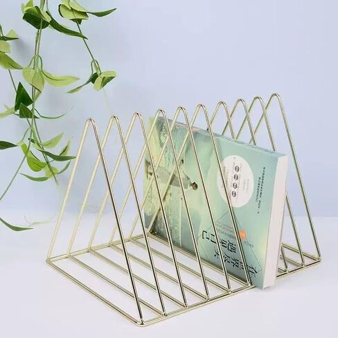 Elegant Files Folder Stand Organizer - Stylish Book Shelf and Magazine Holder, 9 Slot File Sorter for Office and Home Organization, Modern Design in Gold in Saudi Arabia